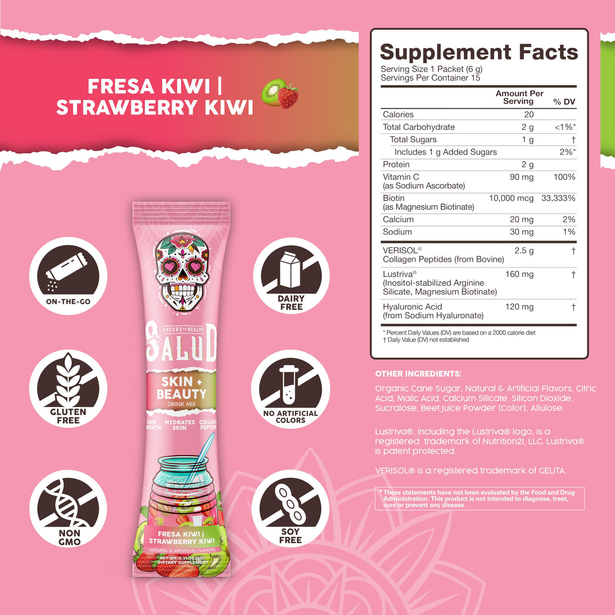Mélange Beauté Taste Salud Fraise Kiwi en poudre