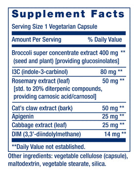 Mélange d'Extraits de Légumes Crucifères Life Extension, capsules à l'intérieur du flacon