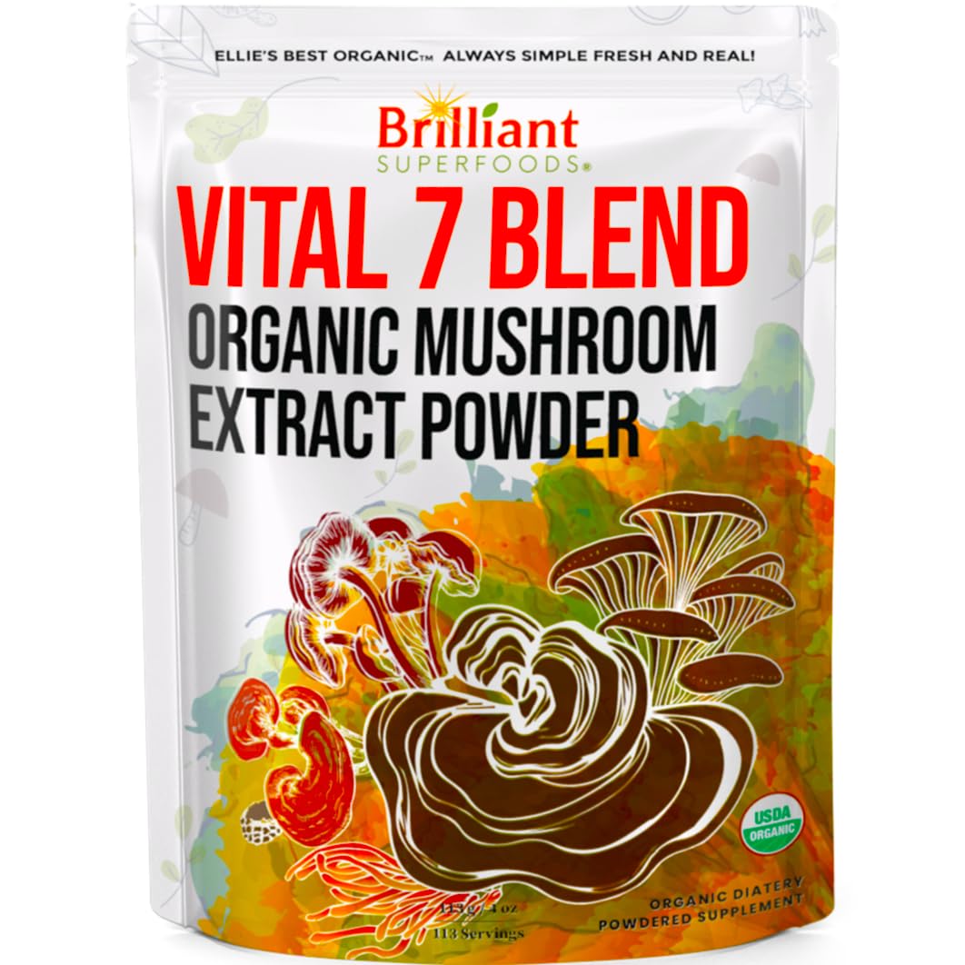 Mélange de 7 poudres de champignons bio Ellie's Best vue de face