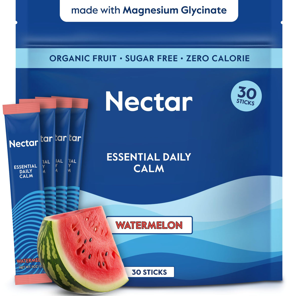 Mélange de Boisson au Magnésium Glycinate Nectar sachets avant