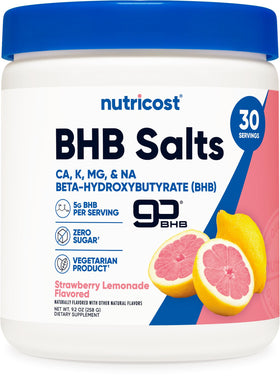 Mélange de boisson BHB Nutricost saveur citron fraise vue de face