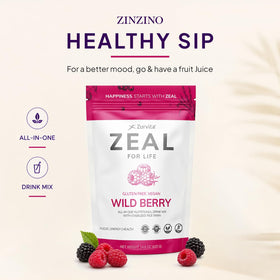 Mélange de boisson bien-être Zurvita Zeal for Life sur une table