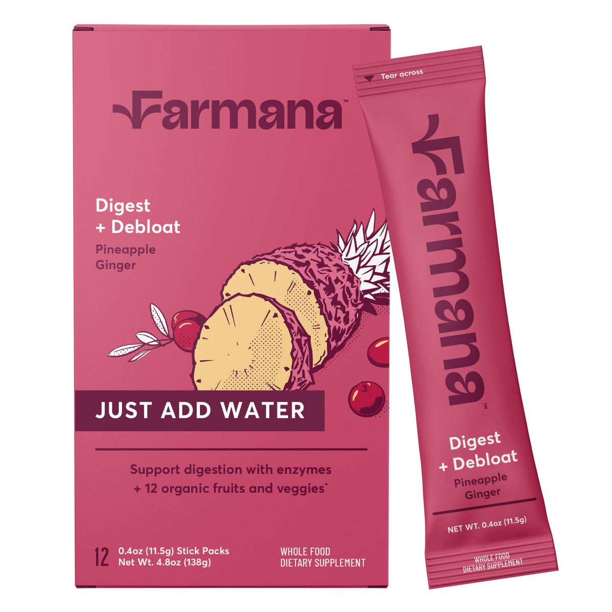 Mélange de boisson Farmana ananas gingembre vue de face