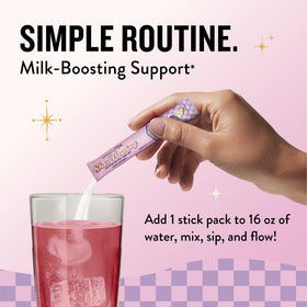 Mélange de boisson lactation She's Flowing sur fond blanc