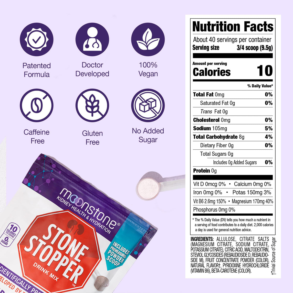 Mélange de boisson Moonstone Stone Stopper Tropical avec des fruits