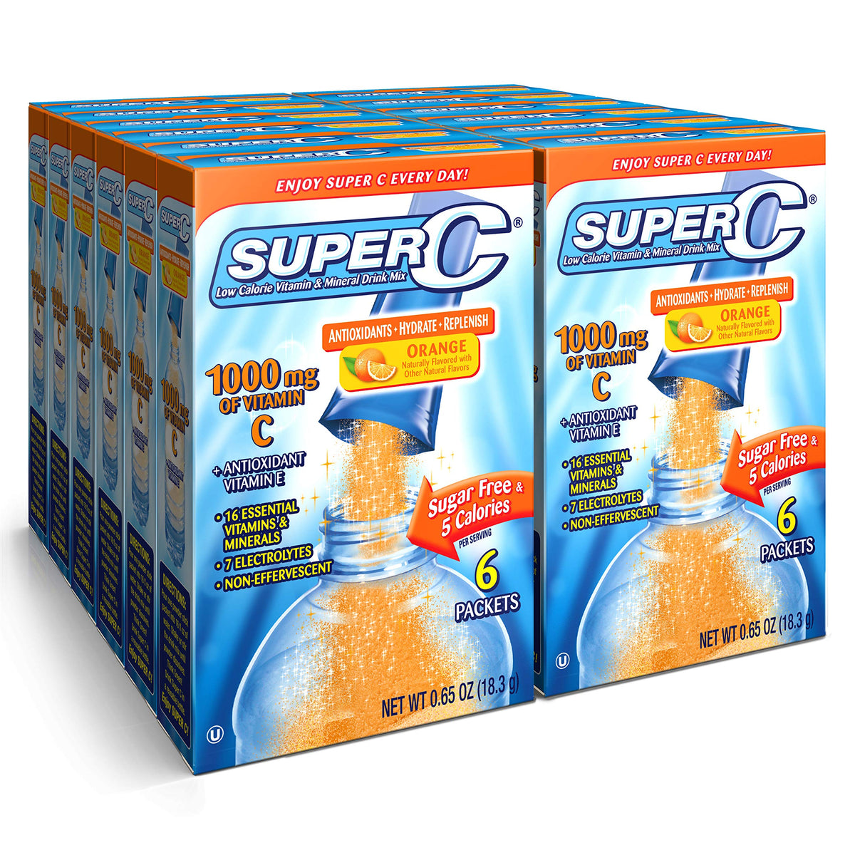 Mélange de boisson Super C Vitamine C Orange sachets emballage