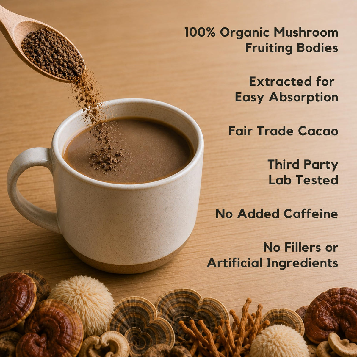 Mélange de cacao avec de l'eau chaude dans une tasse