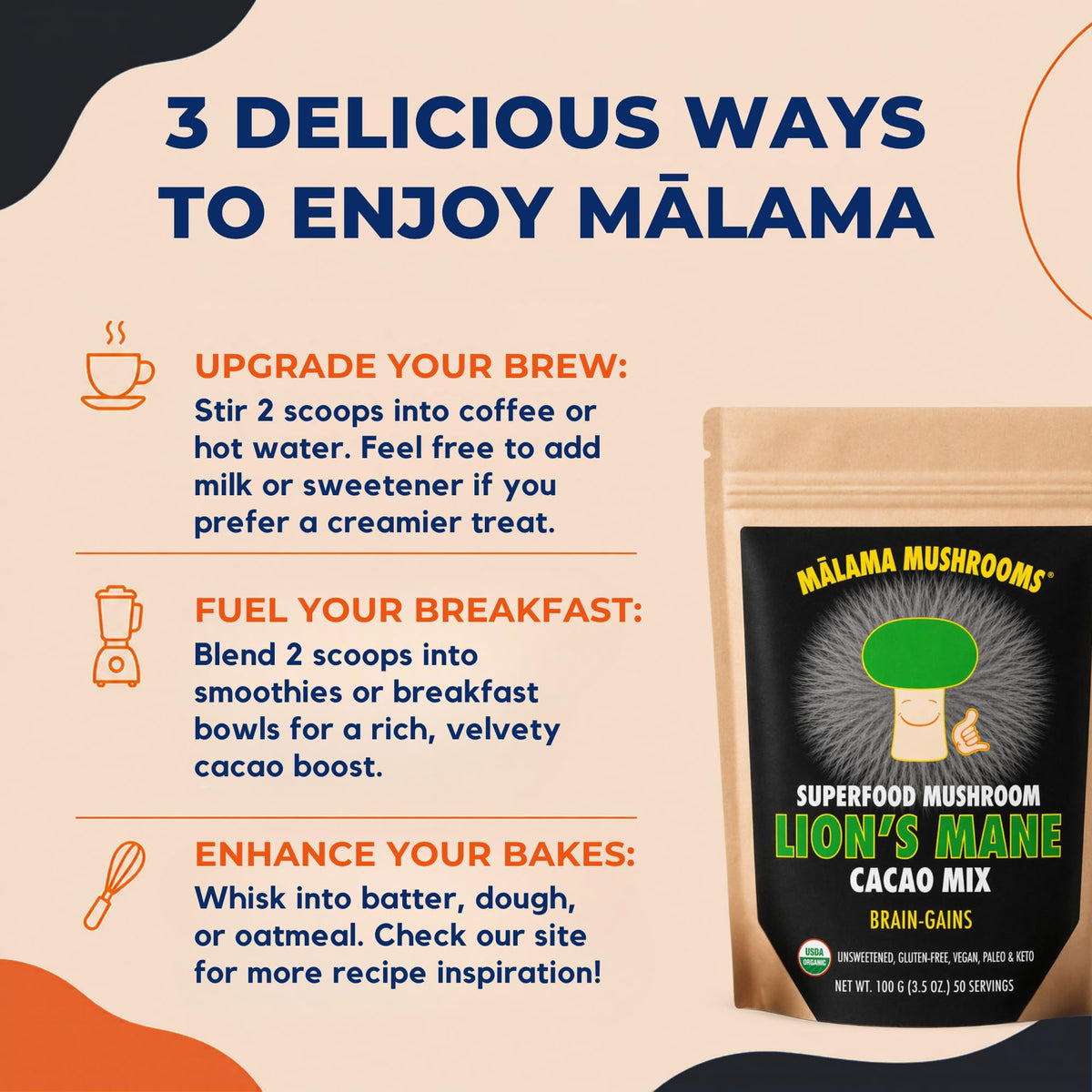 Mélange de cacao Lion's Mane avec du lait chaud