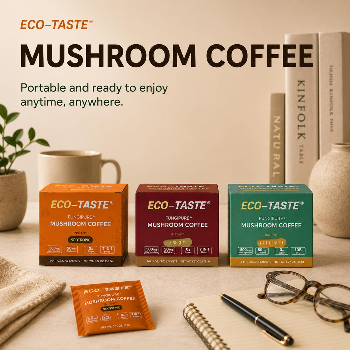 Mélange de café aux champignons ECO-TASTE avec des super-aliments