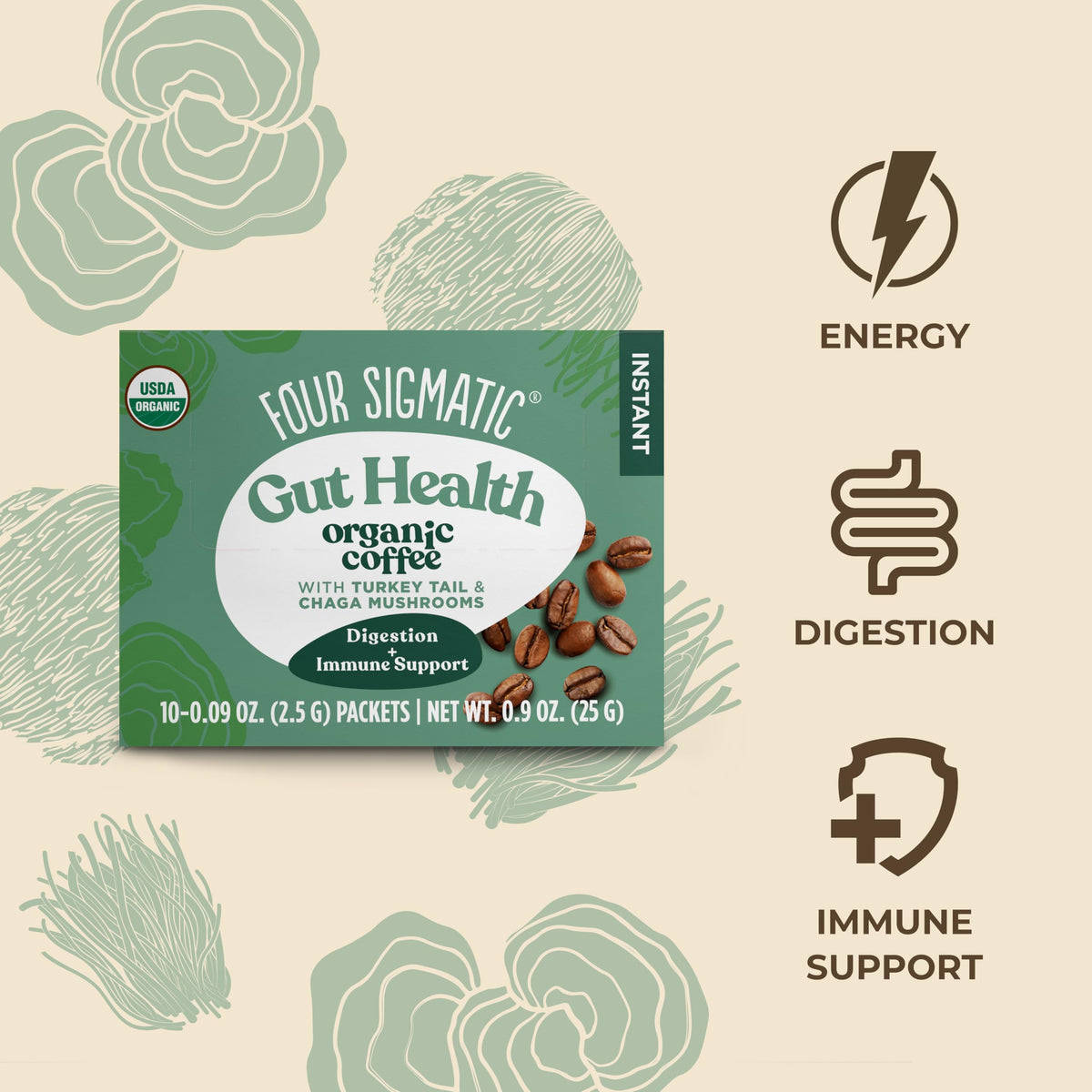 Mélange de café aux champignons Four Sigmatic - Cordyceps et Chaga, paquet arrière