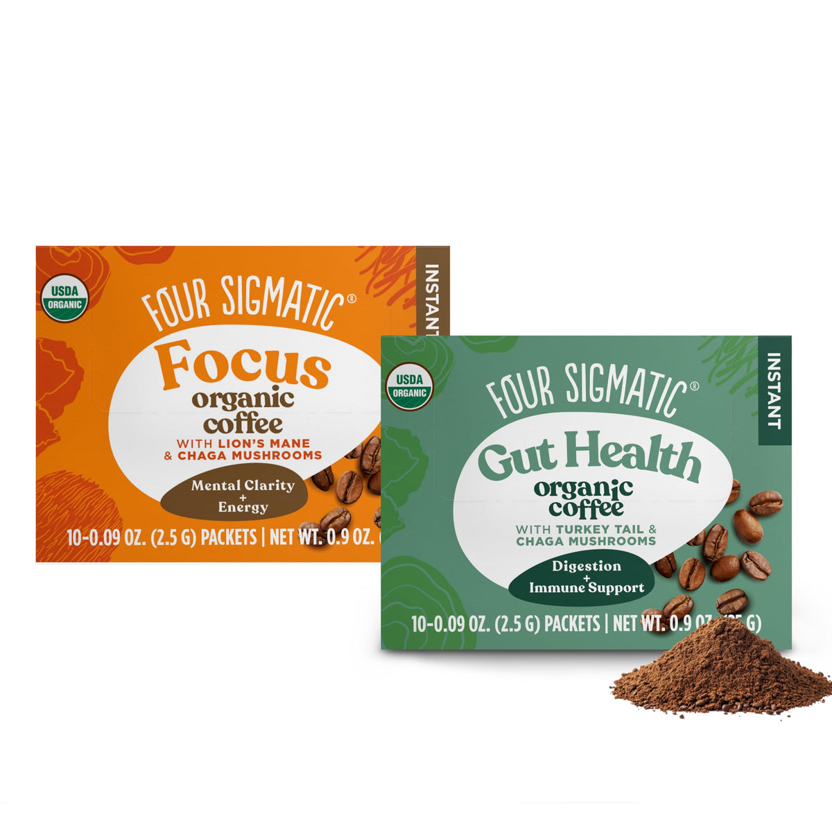 Mélange de café aux champignons Four Sigmatic - Lion's Mane et Chaga, paquet avant