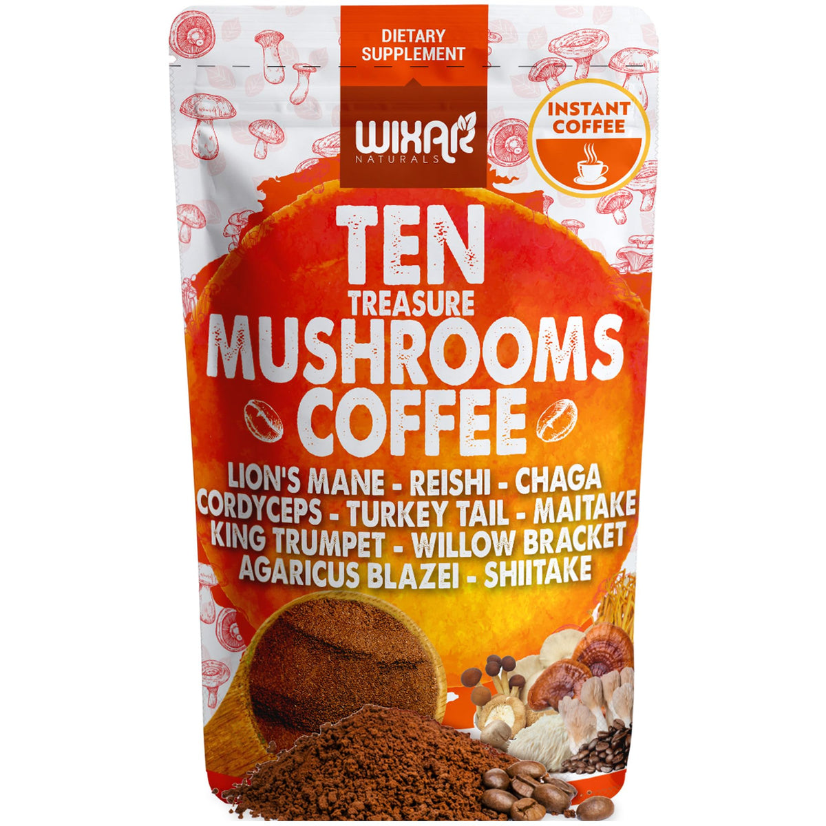 Mélange de Café aux Champignons WIXAR NATURALS 150g vue de face