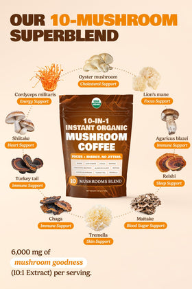 Mélange de café de champignons bio avec lait