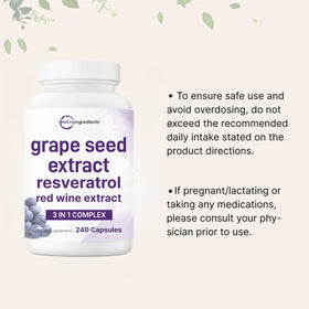 Mélange de capsules d'extrait de pépin de raisin et de vin rouge