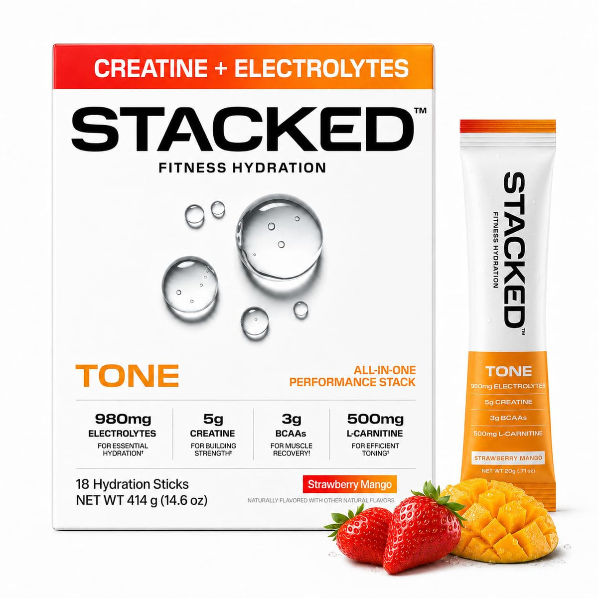 Mélange de créatine et électrolytes STACKED FITNESS HYDRATION sachets