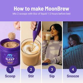 Mélange de Latte à la Vanille au Magnésium MoonBrew avec une tasse de lait