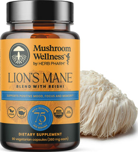 Mélange de Lion’s Mane avec Reishi Herb Pharm, vue de face