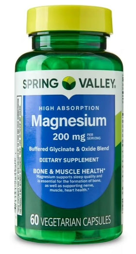 Mélange de magnésium glycinate et oxyde 200 mg - 60 capsules végétales, vue avant