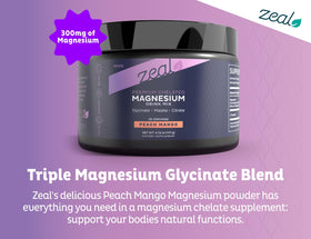 Mélange de magnésium Zeal Naturals Pêche Mangue, cuillère doseuse
