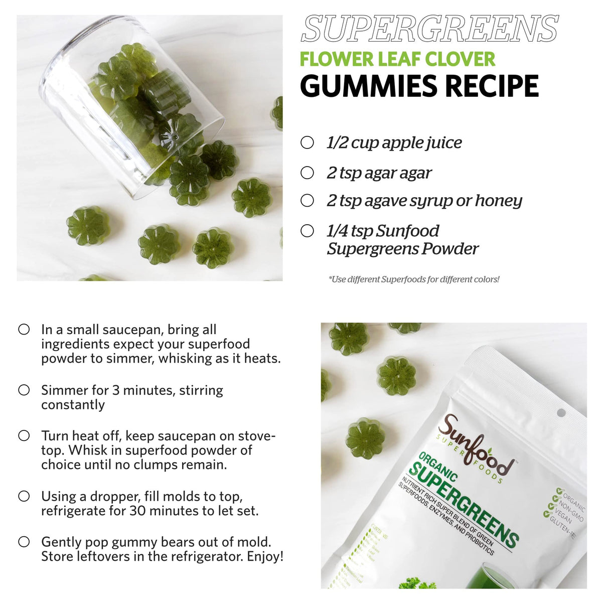 Mélange de Supergreens Sunfood dans un smoothie