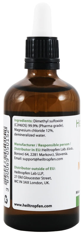 Mélange DMSO et huile de magnésium sur une surface claire