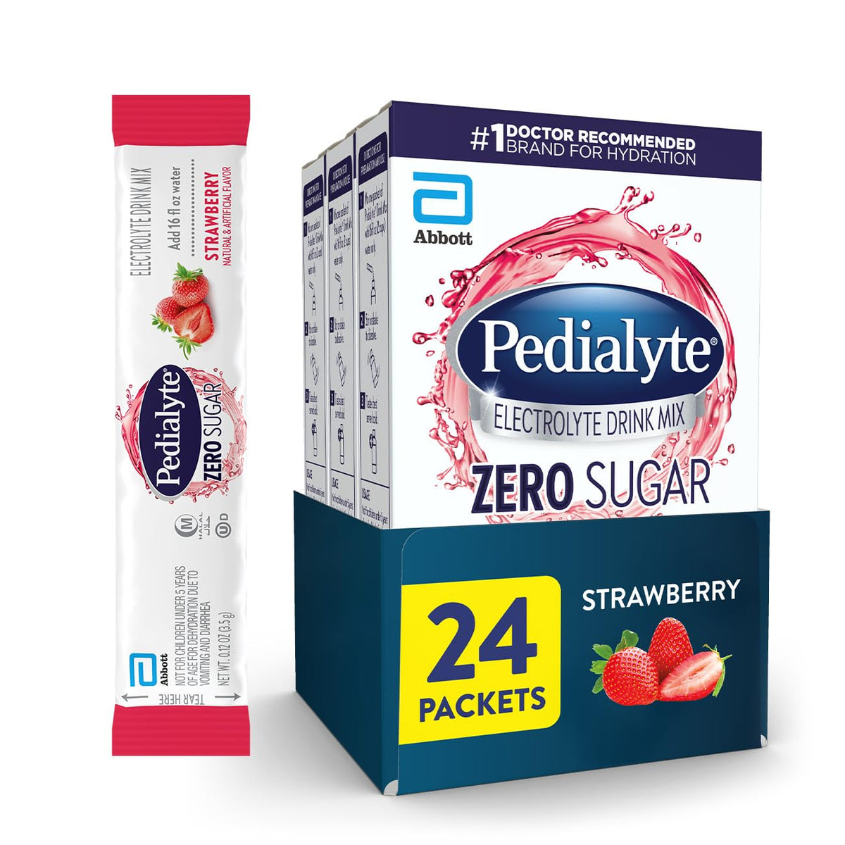 Mélange électrolyte Pedialyte Fraise paquet avant