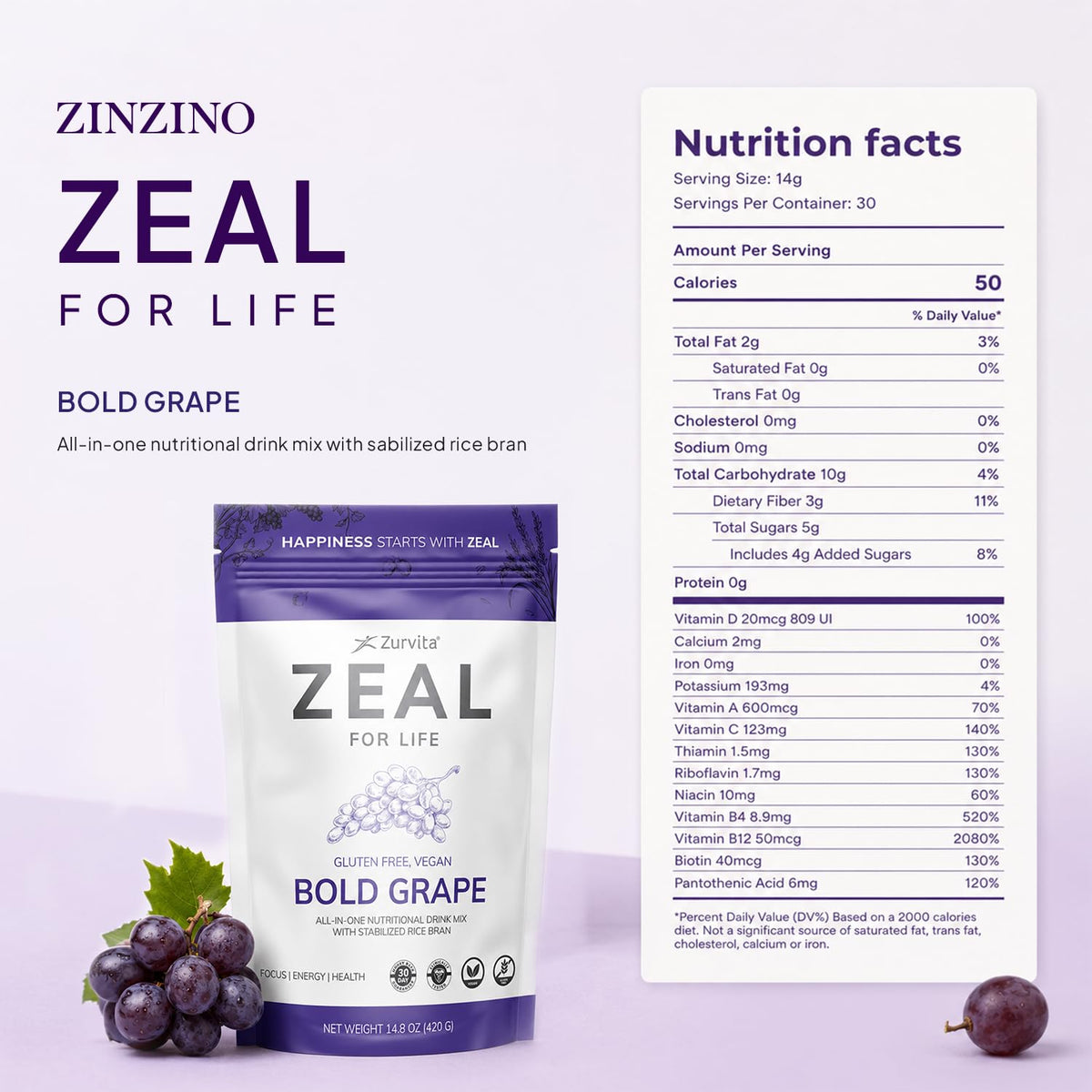 Mélange nutritionnel Zurvita Zeal pour une utilisation quotidienne