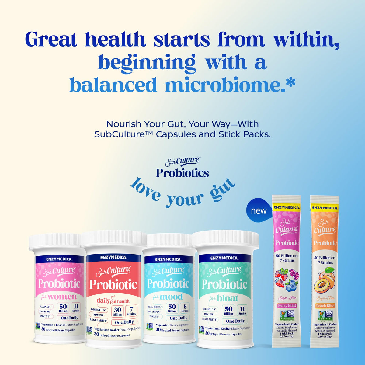 Mélange probiotique Enzymedica dans un verre d'eau