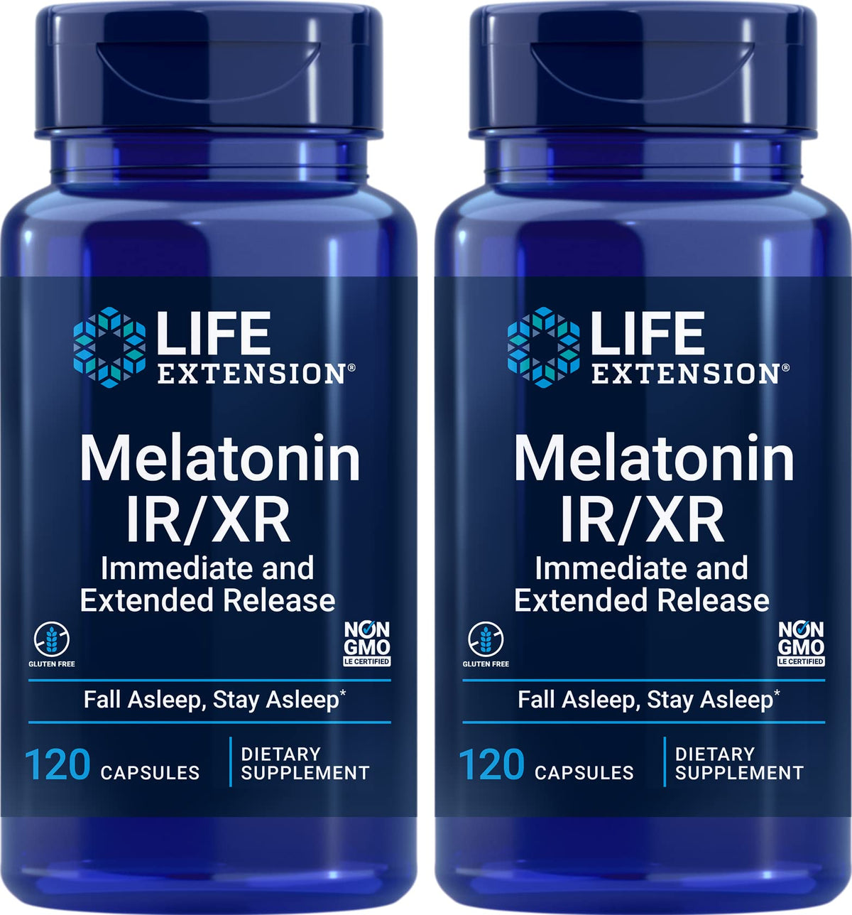 Melatonin IR/XR Life Extension 120 gélules, vue de face