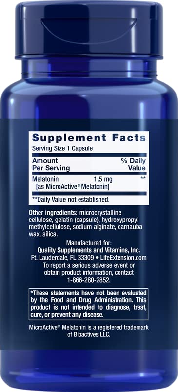 Melatonin IR/XR Life Extension gélules avec étiquette claire