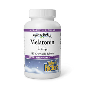 Melatonine 1 mg de Natural Factors, 180 comprimés à mâcher menthe