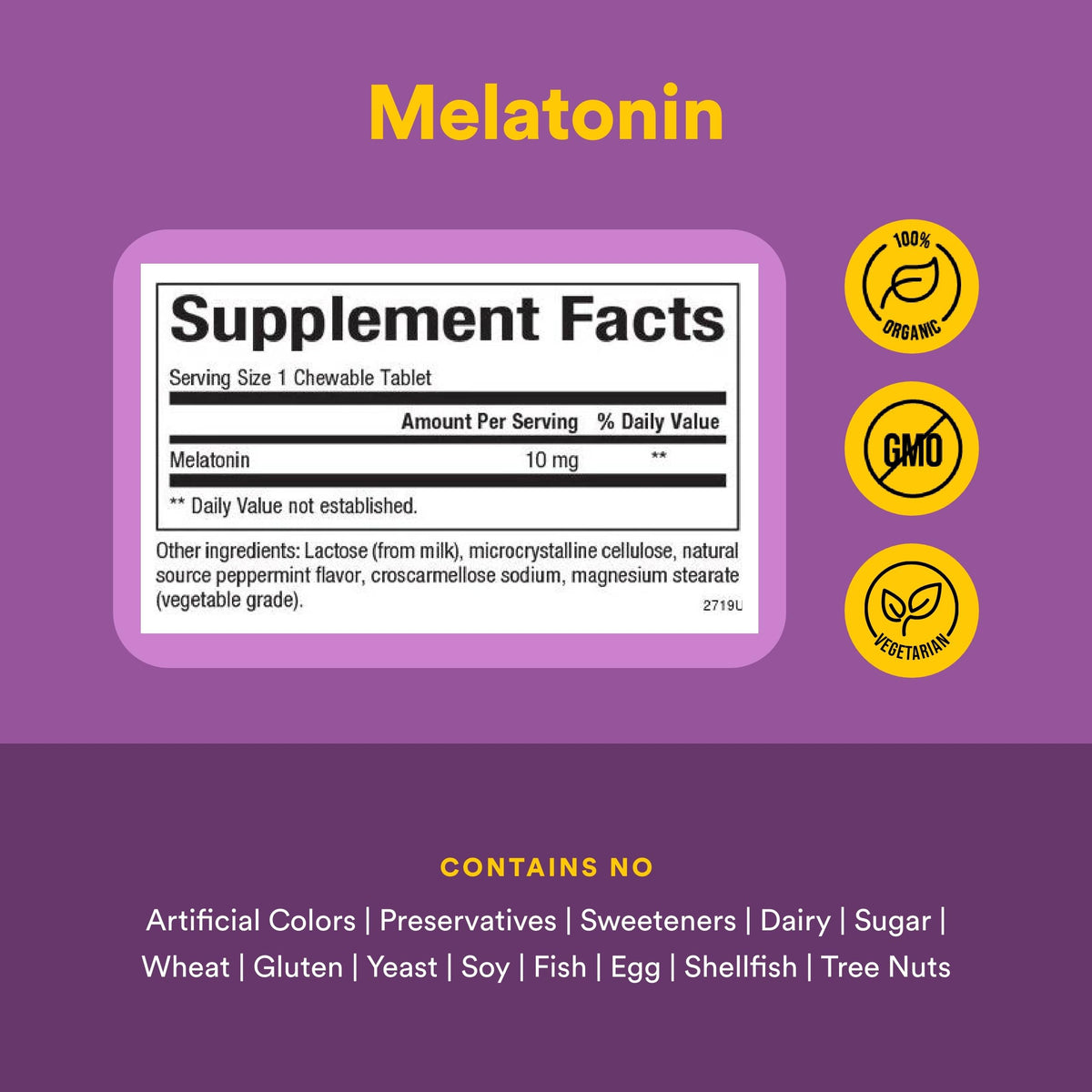 Melatonine 10 mg Natural Factors, comprimés à mâcher dans un verre d'eau