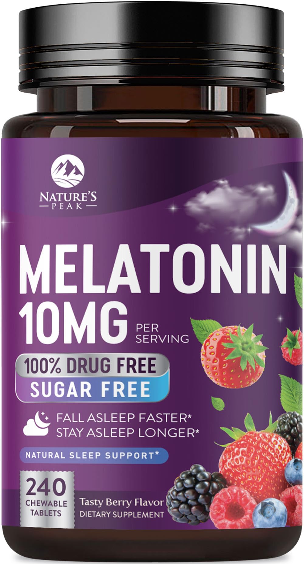 Mélatonine 10mg Nature's Peak comprimés goût fraise