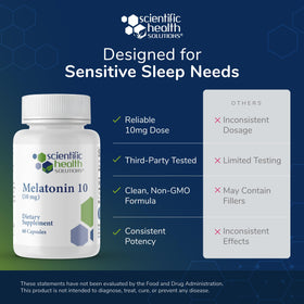 Melatonine 10mg Scientific Health Solutions sur une table de nuit