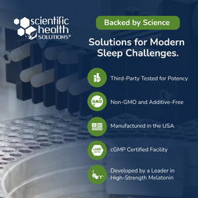 Mélatonine 20mg Scientific Health Solutions, vue arrière du flacon