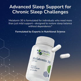 Mélatonine 30mg Scientific Health Solutions sur une table