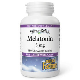Melatonine 5 mg Natural Factors comprimés à mâcher menthe, vue de face