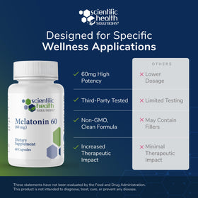 Mélatonine 60mg Scientific Health Solutions arrière de la boîte
