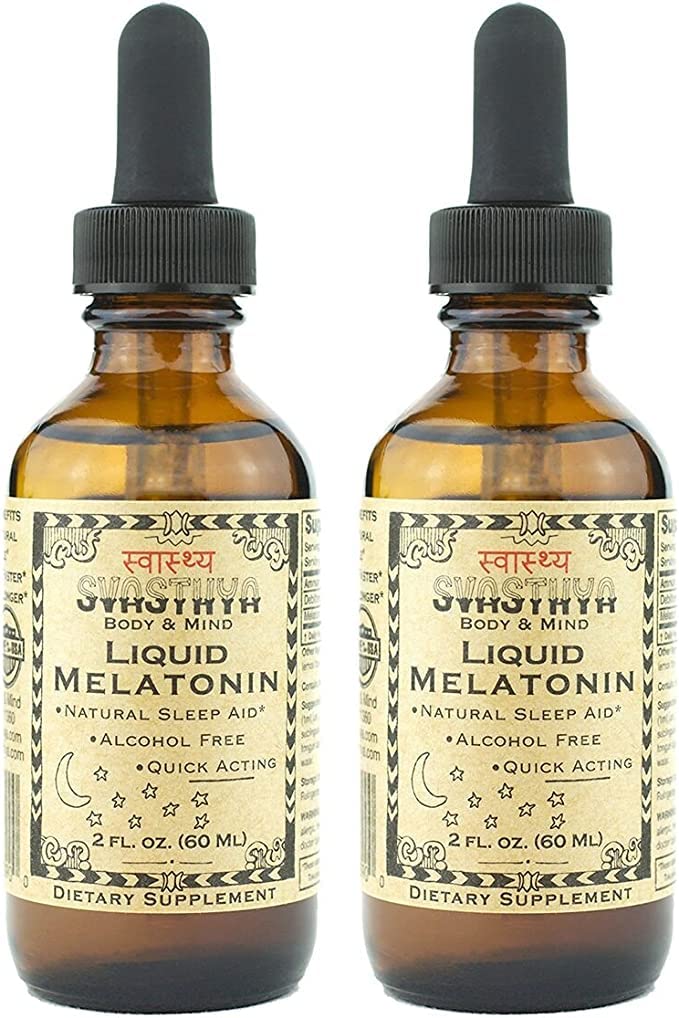 Mélatonine liquide Svasthya 2 oz vue avant avec étiquette