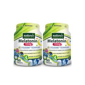Mélatonine NATURE'S ESSENTIALS 10mg 60 comprimés devant l'emballage