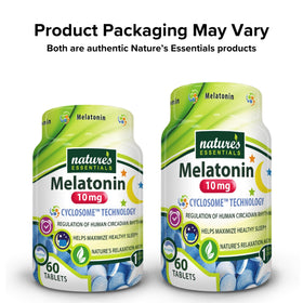 Mélatonine NATURE'S ESSENTIALS 10mg sur une table