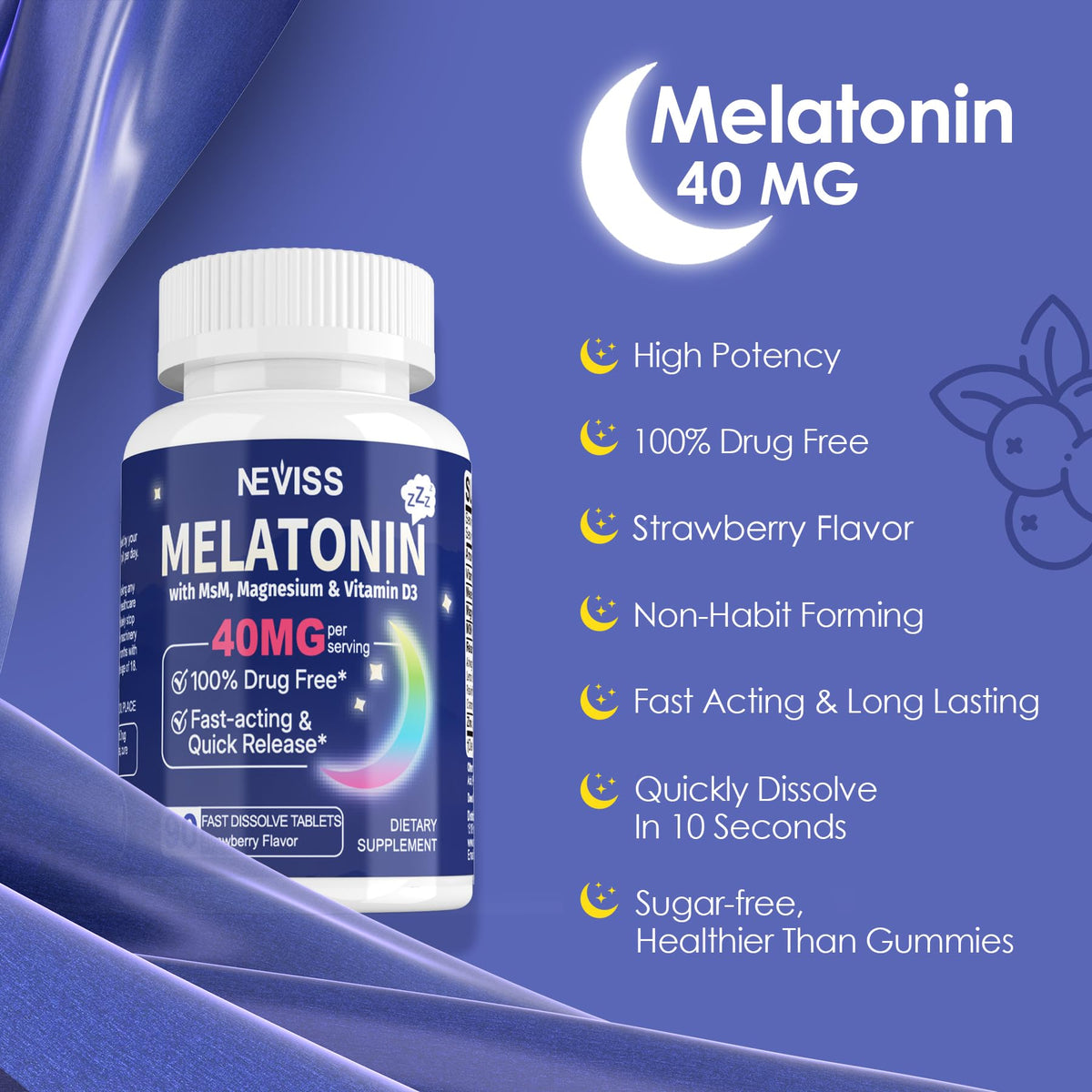 Mélatonine NEVISS 40 mg comprimés sublinguaux, dosage conseillé