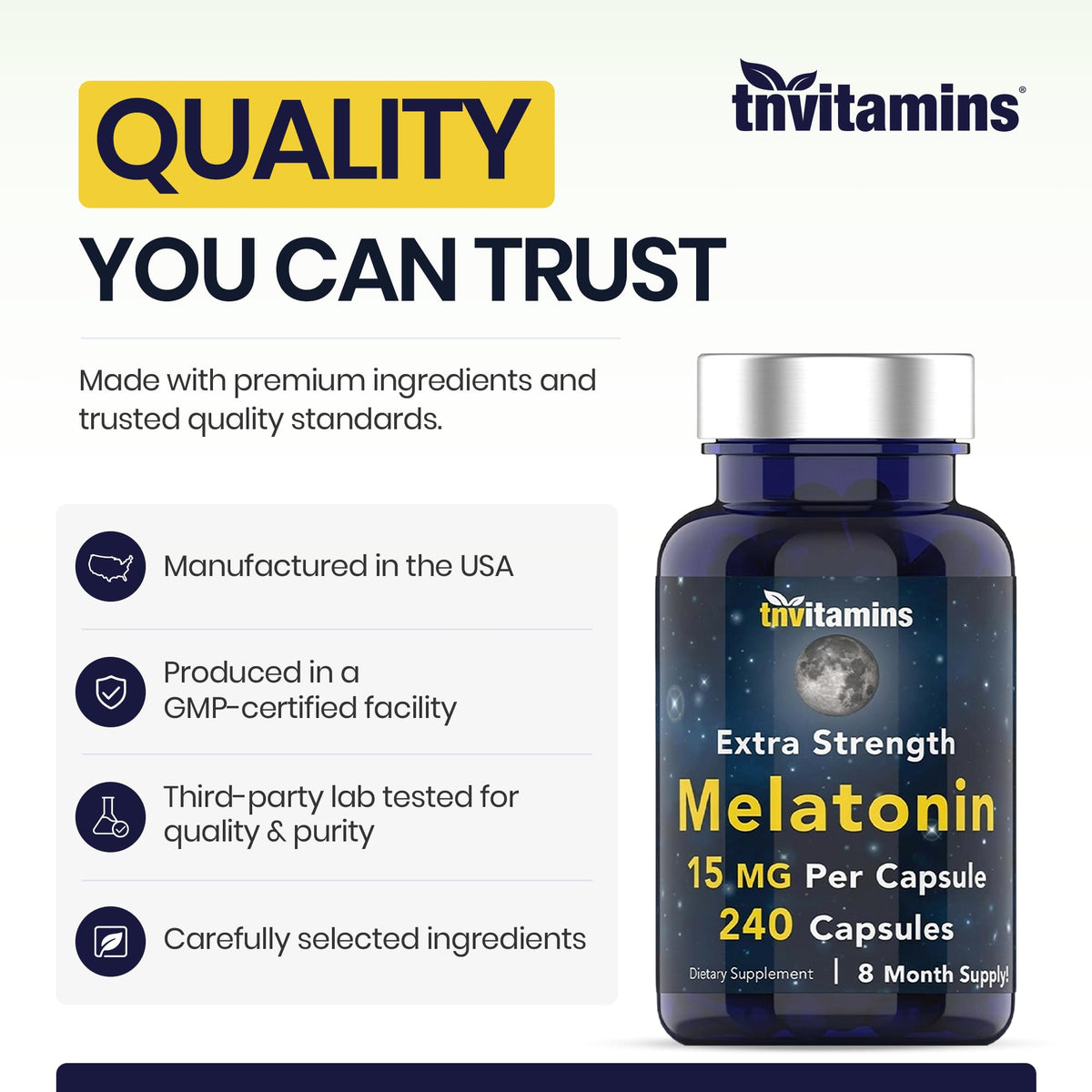 Mélatonine tnvitamins sur une table de nuit avec un livre