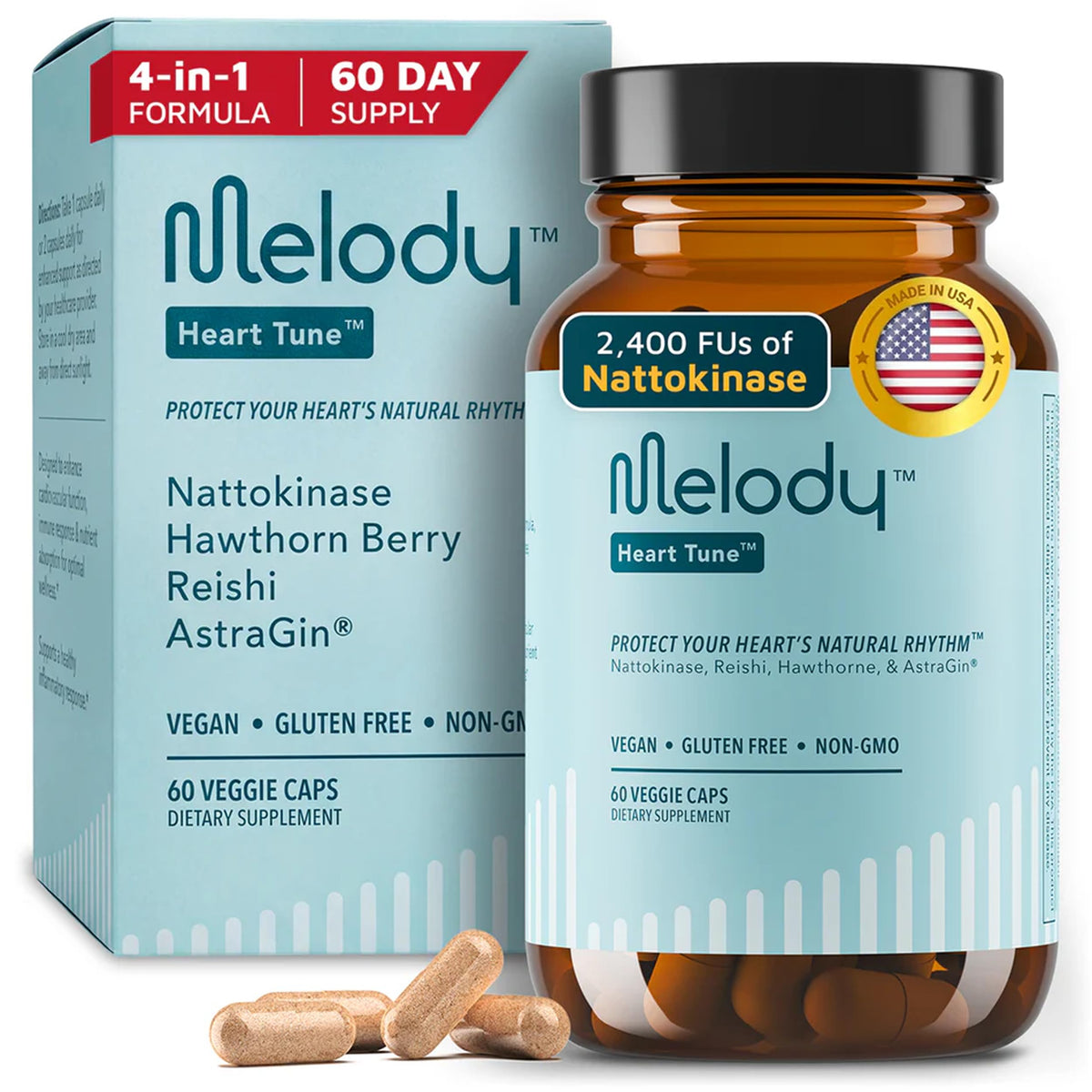 Melody Heart Tune 4 en 1 complément alimentaire adaptogène bouteille vue avant
