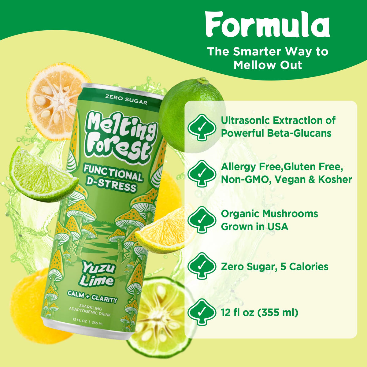 MELTING FOREST Boisson Yuzu Lime D-Stress canette sur une table