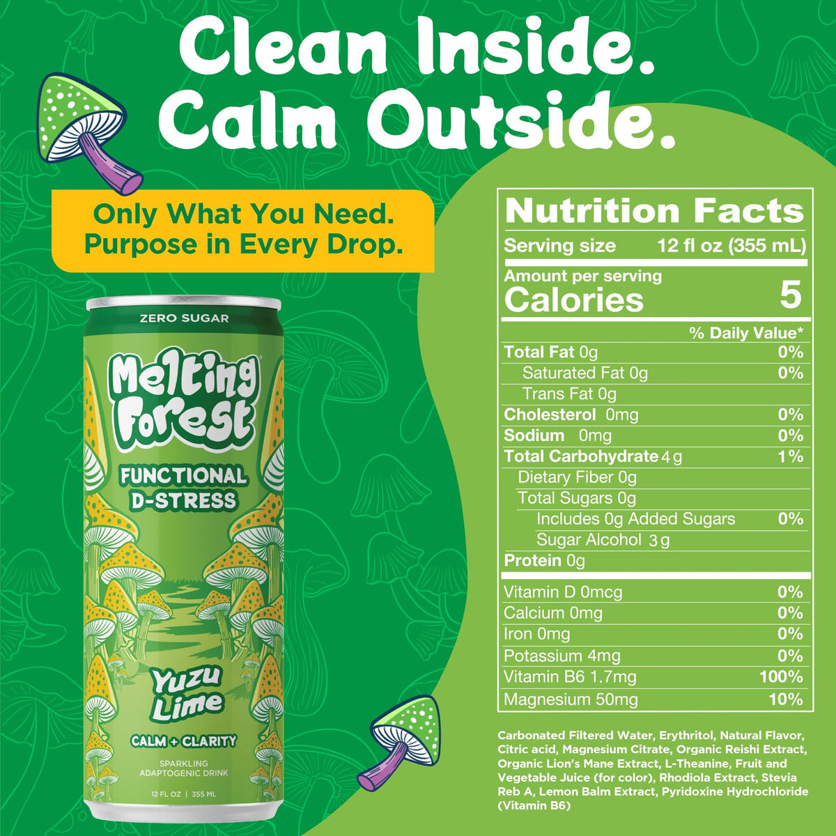 MELTING FOREST Boisson Yuzu Lime D-Stress pack de 12