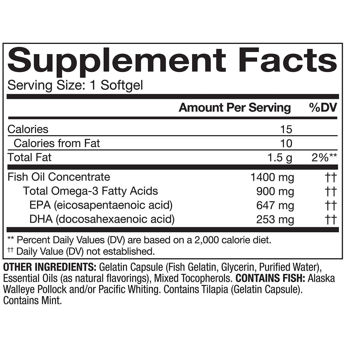MEMBER'S MARK Huile de Poisson Omega 3 1400 mg emballage