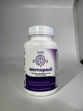 Memopezil, flacon ouvert avec capsules visibles