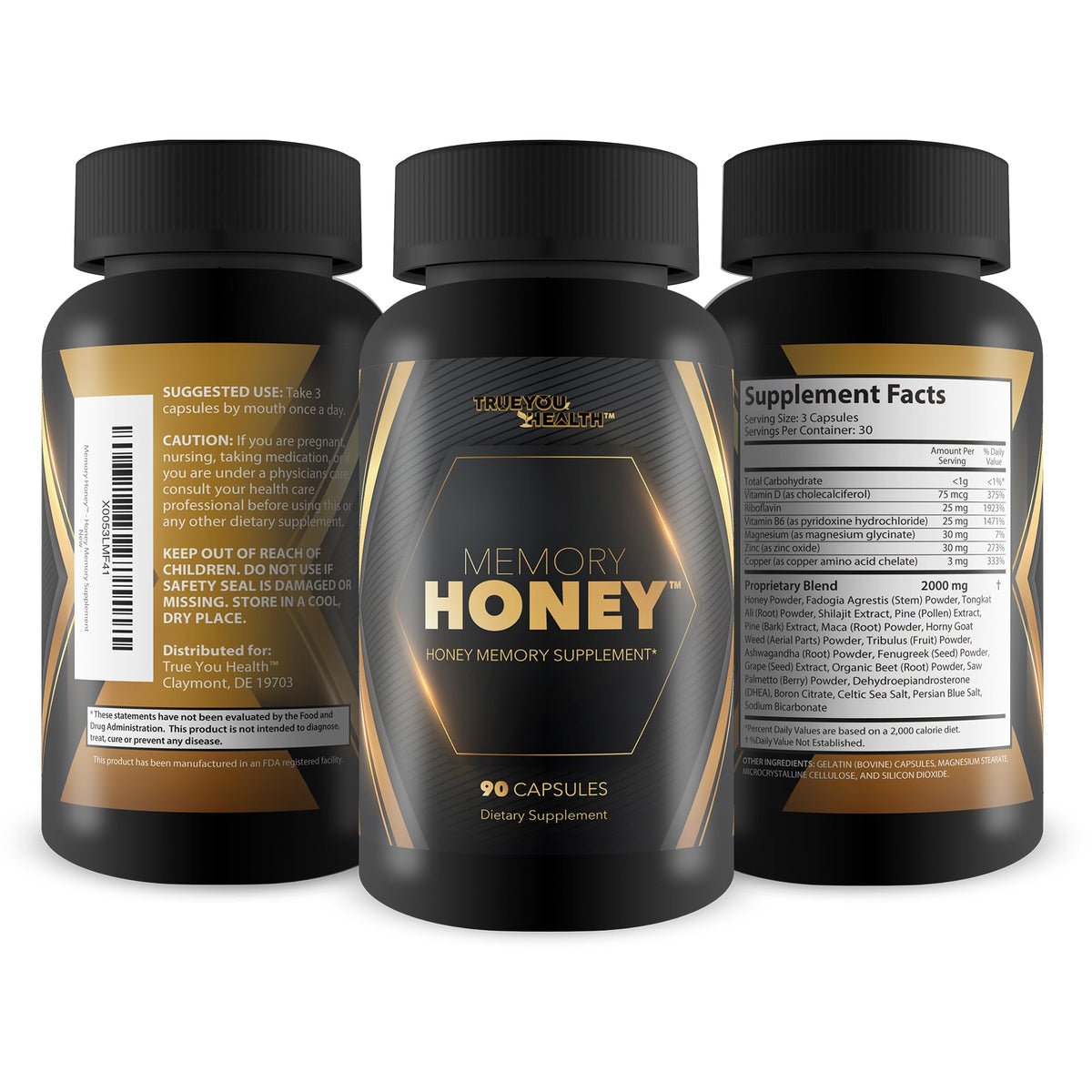 Memory Honey avec des ingrédients naturels en arrière-plan