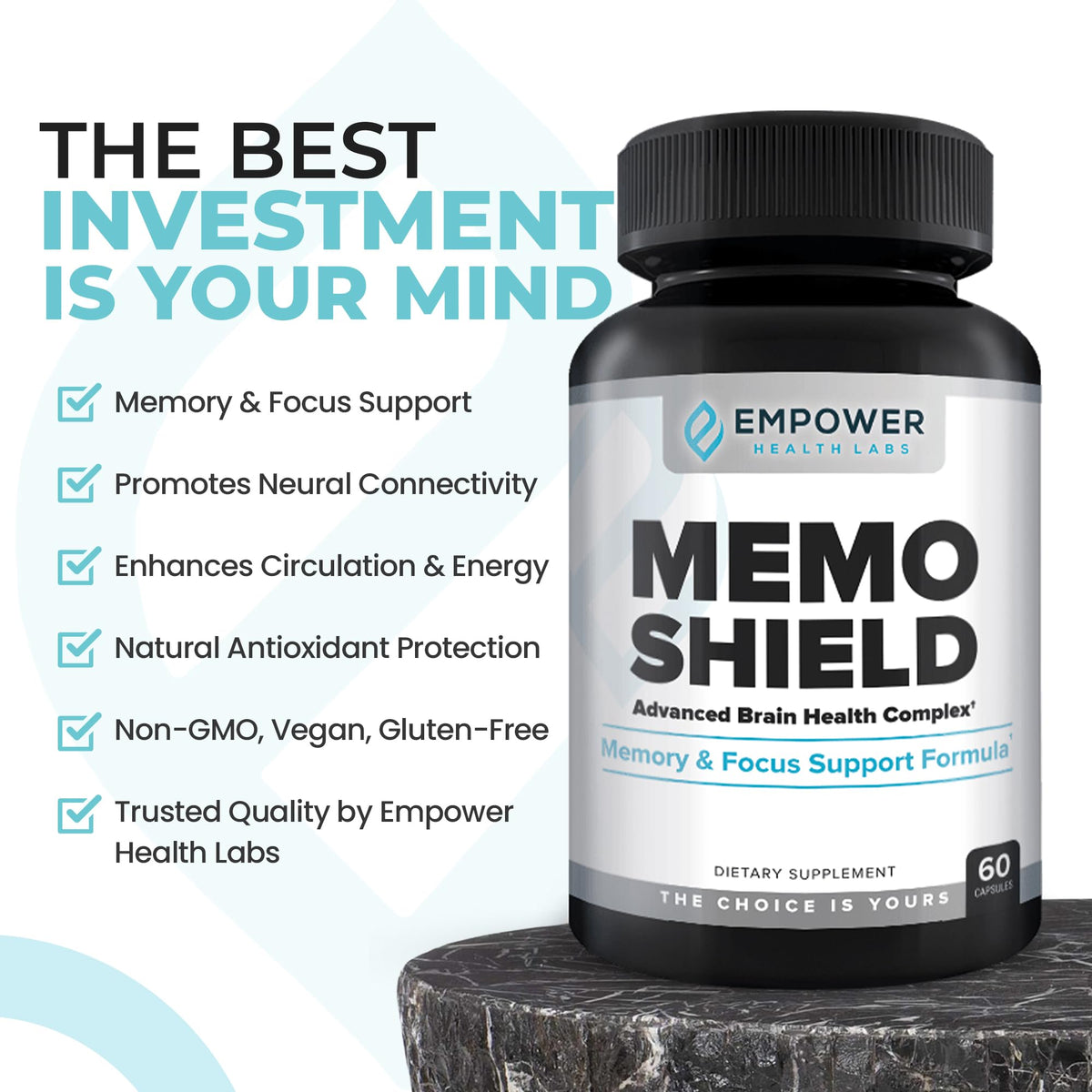 MemoShield capsules avec une cuillère à côté